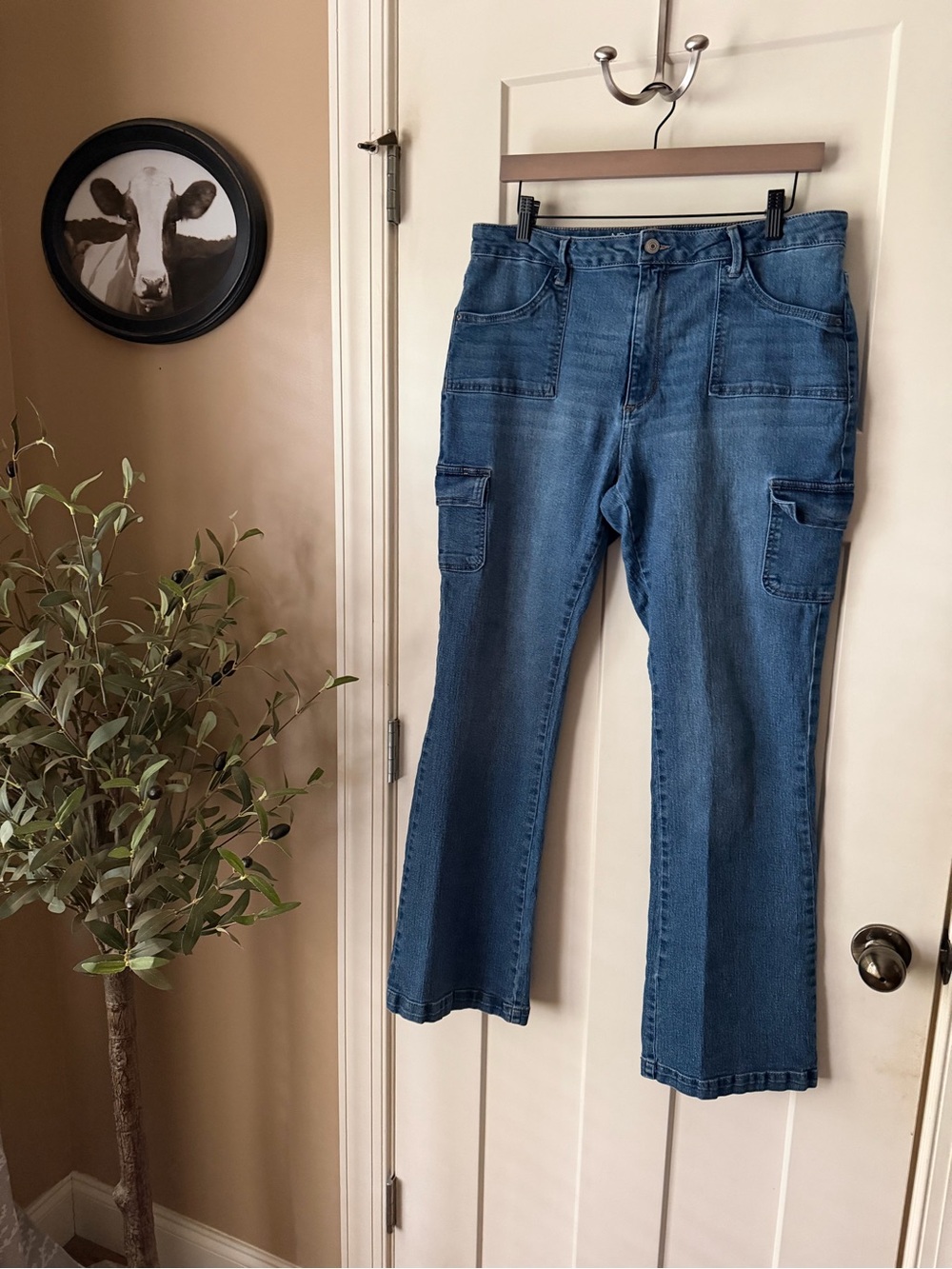 No Boundaries Blue Flare Cargo Jeans Juniors Size 15